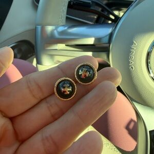 Black and Gold Button Earrings